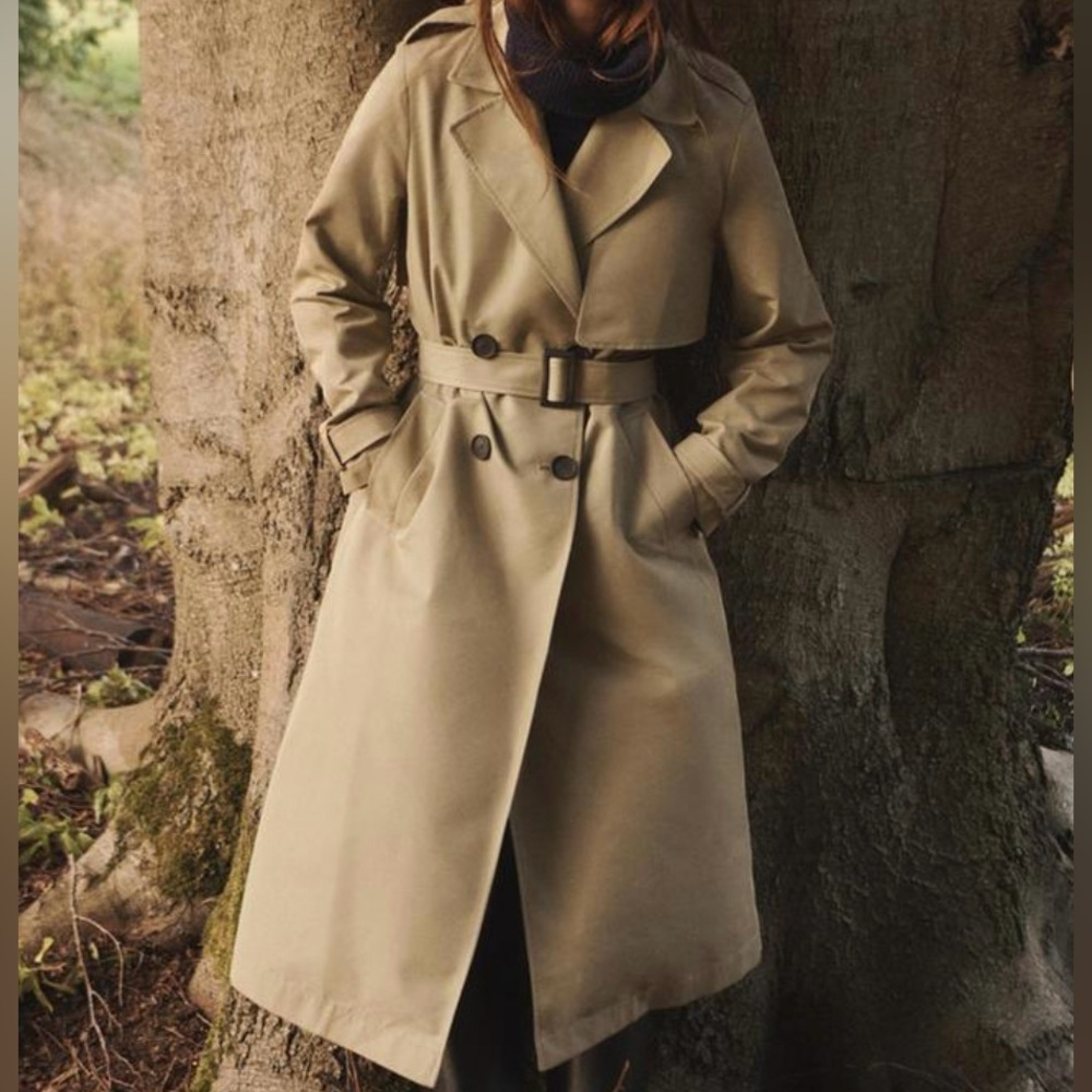 Zara LONG BELTED TRENCH COAT, size M